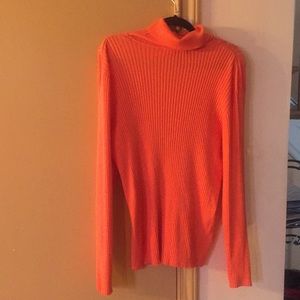 Orange Ribbed turtle neck sweater
